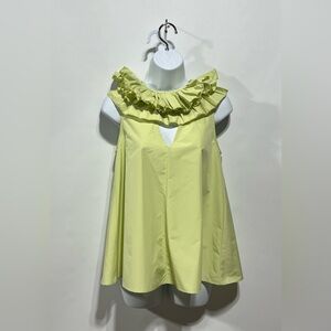 Psophia Taffetta Top With Detach Ruffle In Lime Size XS New‎ With Tags